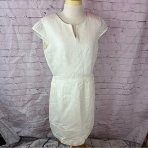 antonio melani white pencil dress sz 12 classic with mesh overlay detail